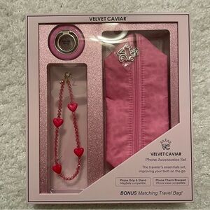 VELVET CAVIAR Phone Accessories Set Hot Pink Leopard NIB